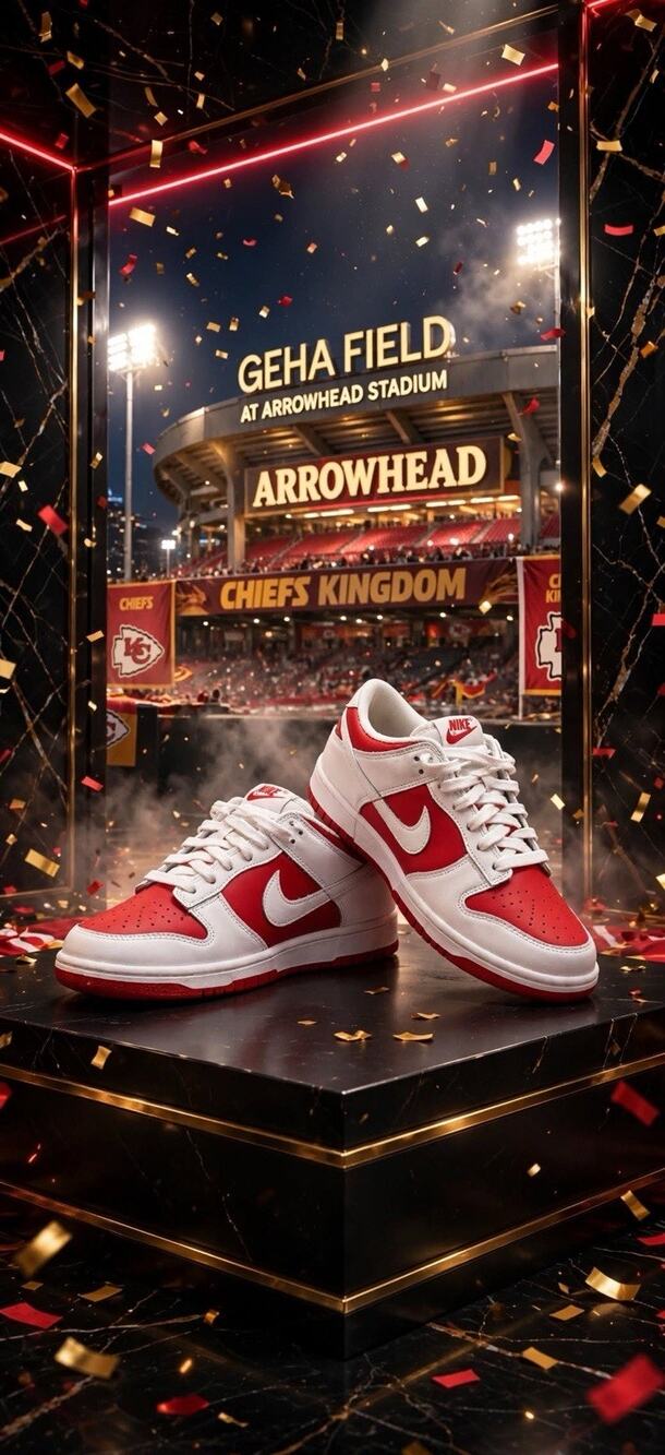Size 6.5Y - Nike Dunk Low University Red White CW1590-600 Chiefs Kingdom GS